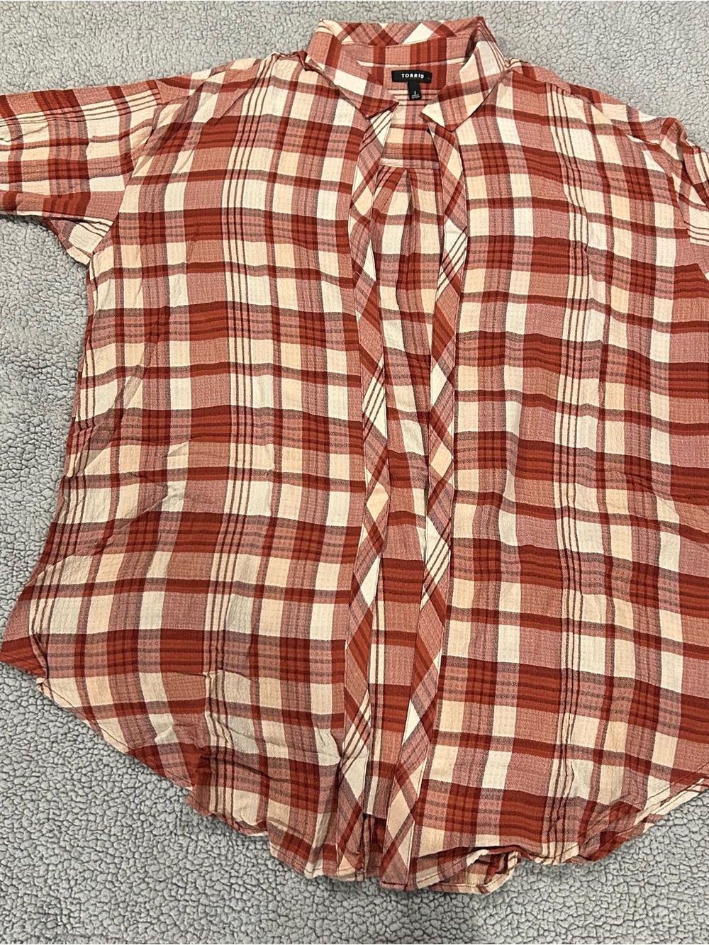 torrid Rust and Cream Plaid Button Shirt